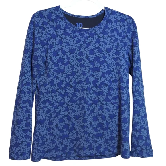 Gudrun Sjoden Flax Blue Ylva Pattern Cotton Long Sleeve Top Size Small - Picture 1 of 6